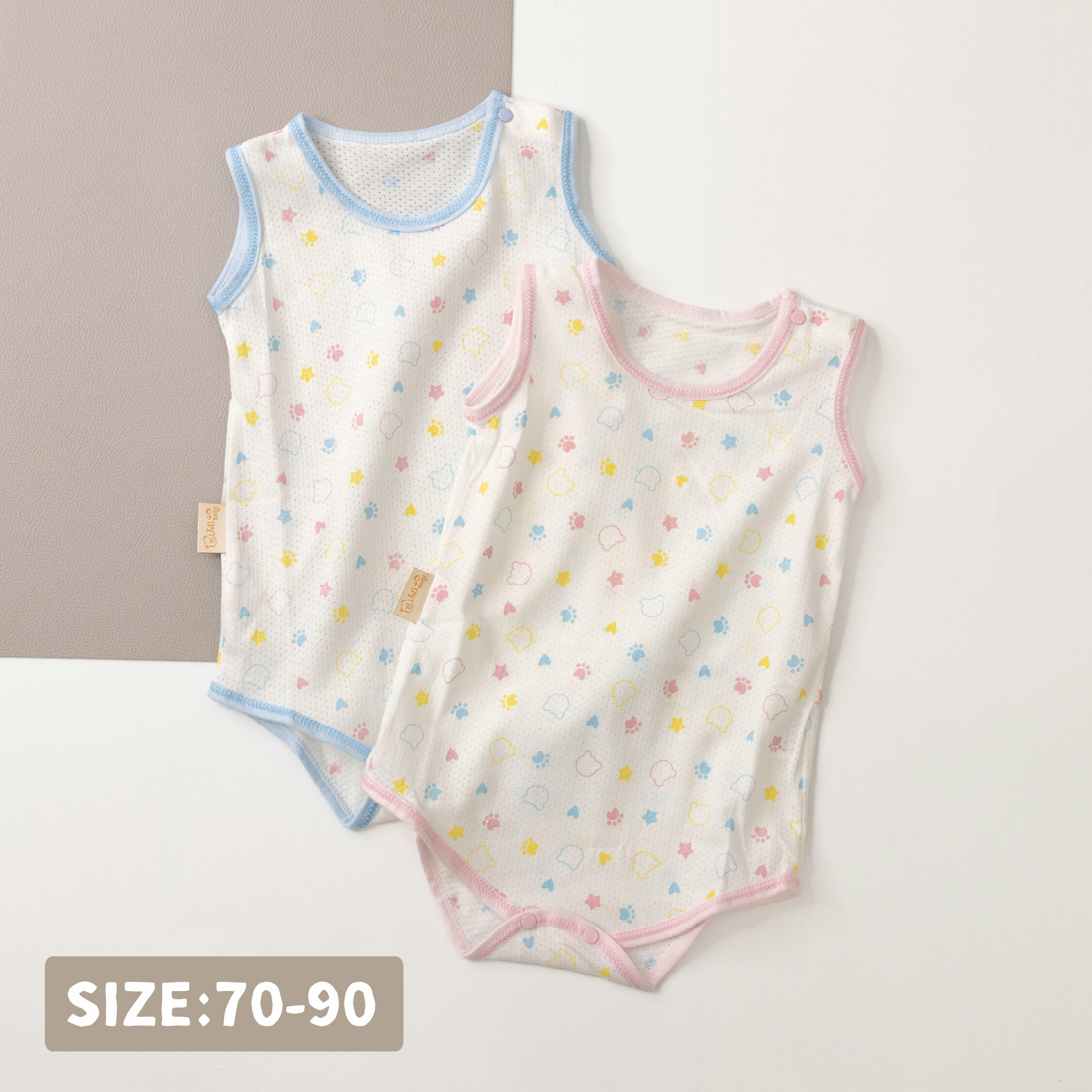 【JB0168】MIT彩熊透氣網眼無袖包屁衣＊二色