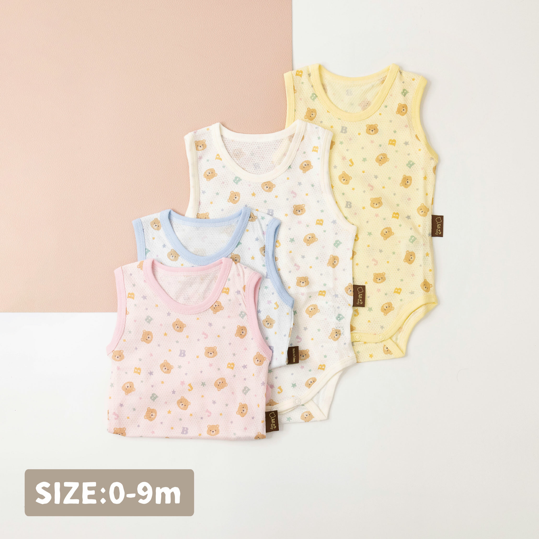 【JB0372】MIT原創熊熊透氣網眼無袖包屁衣＊四色