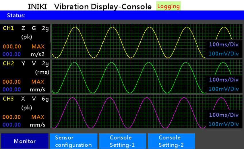 INIKI,震動量測系統,顯示介面
