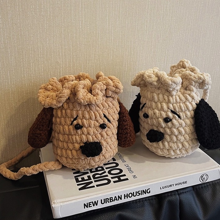 《41035》針織手勾捲捲狗狗小包包