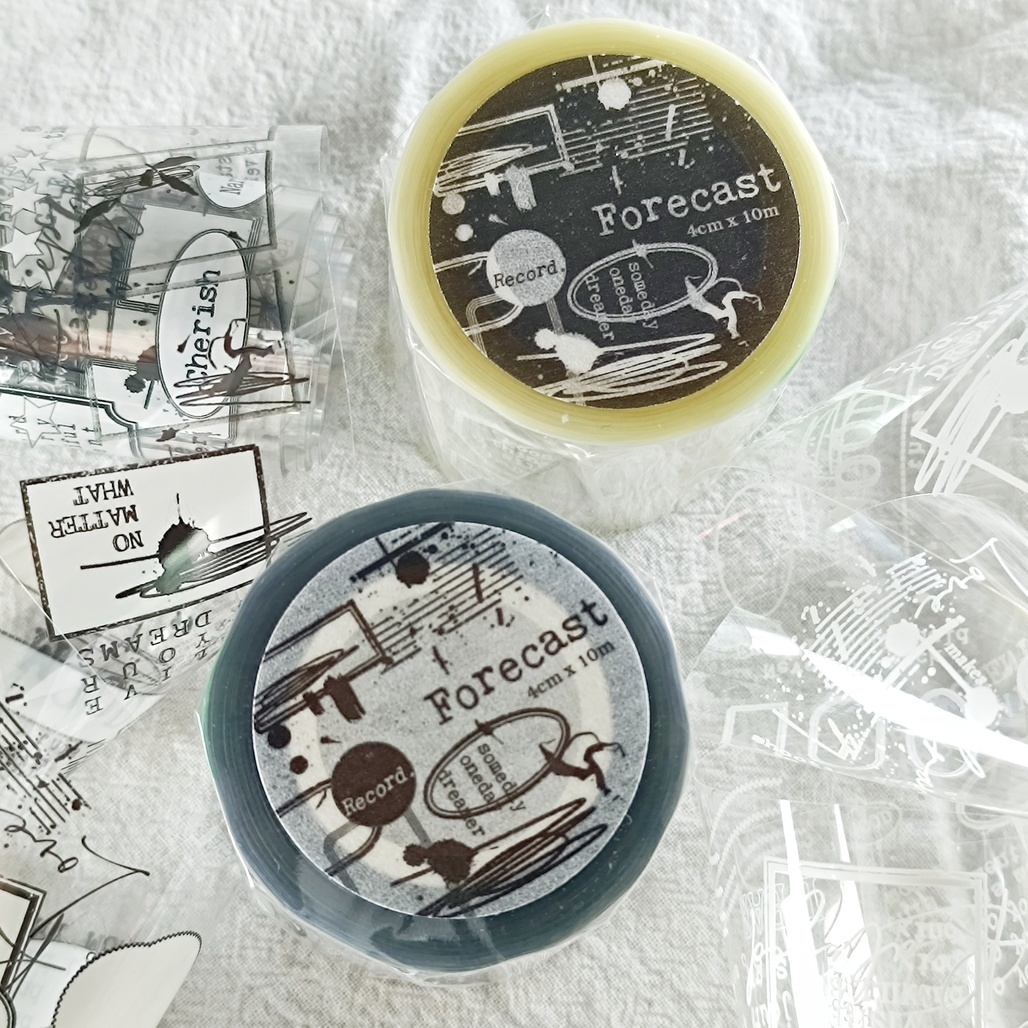 安安．Forecast (黑/白) 4cm亮面PET膠帶 <整捲/分裝>