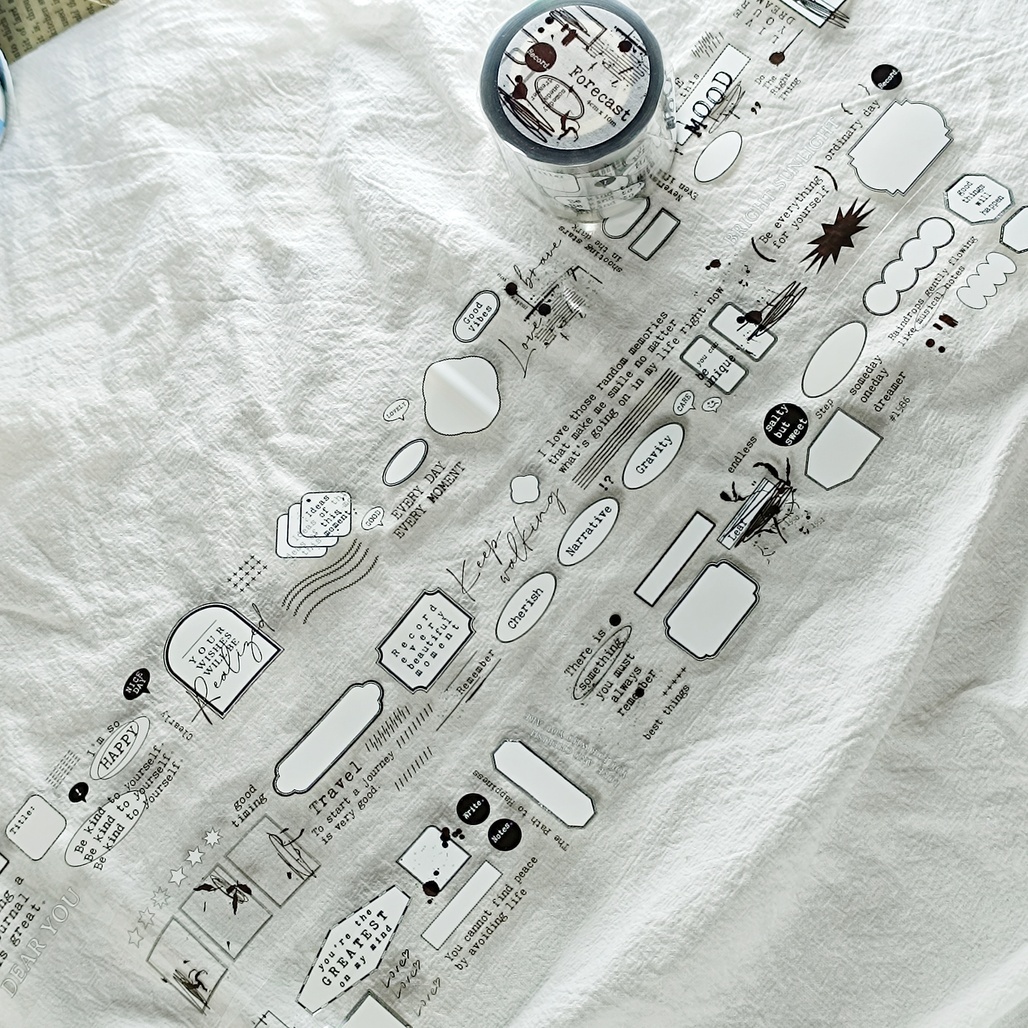 安安．Forecast (黑/白) 4cm亮面PET膠帶 <整捲/分裝>