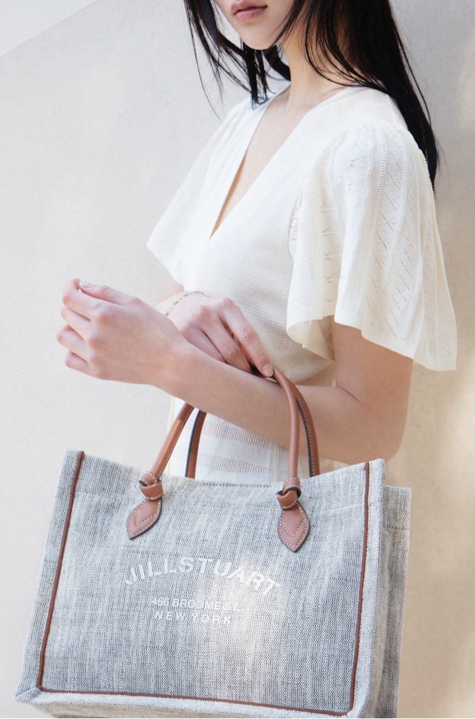 韓國JillStuart Brown Suit Canvas Book Tote Bag