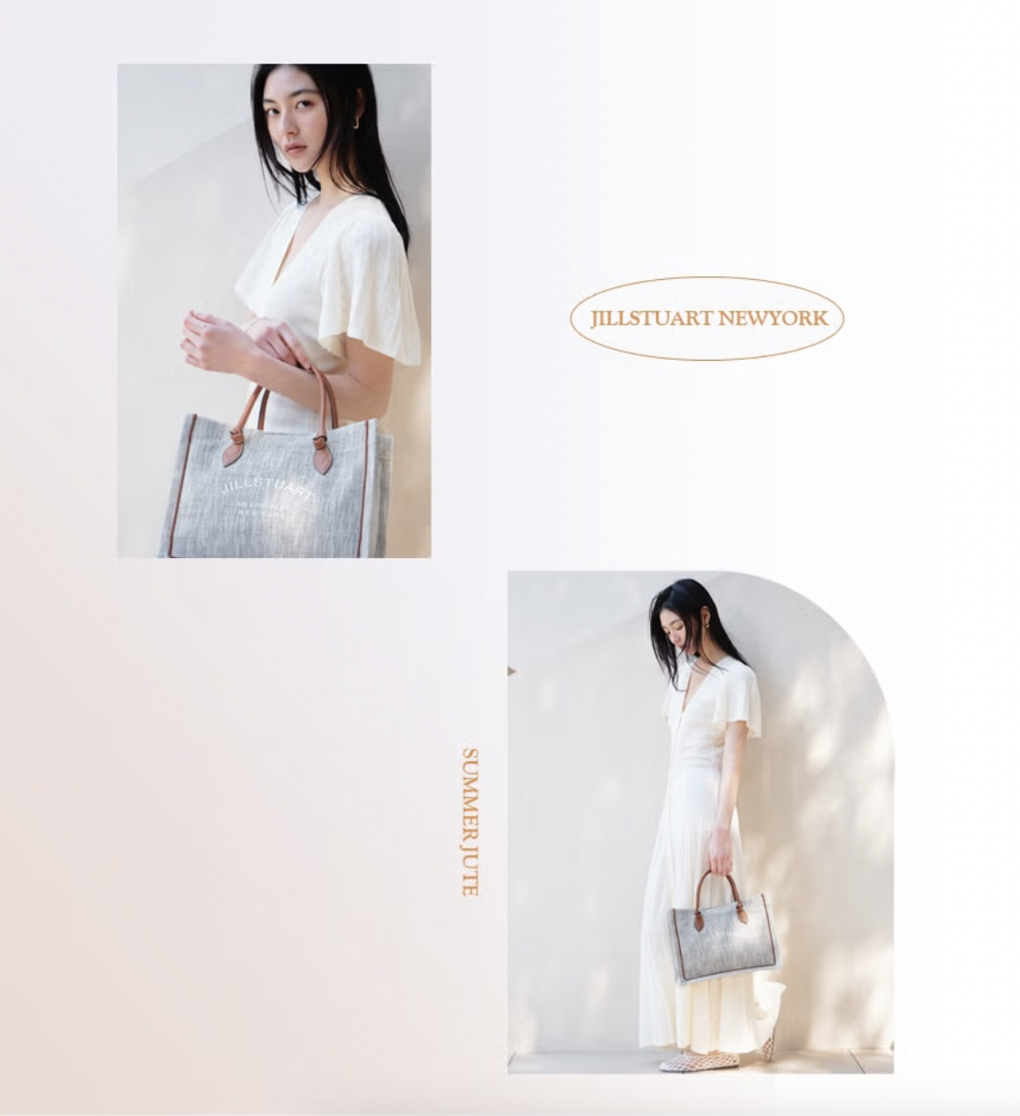 [JILLSTUART]★韓国人気★SUMMER JUTE CANVAS BOOK TOTE BAG ◇JILLSTUART◇[SUMMER JUTE] Brown jute canvas book tote bag