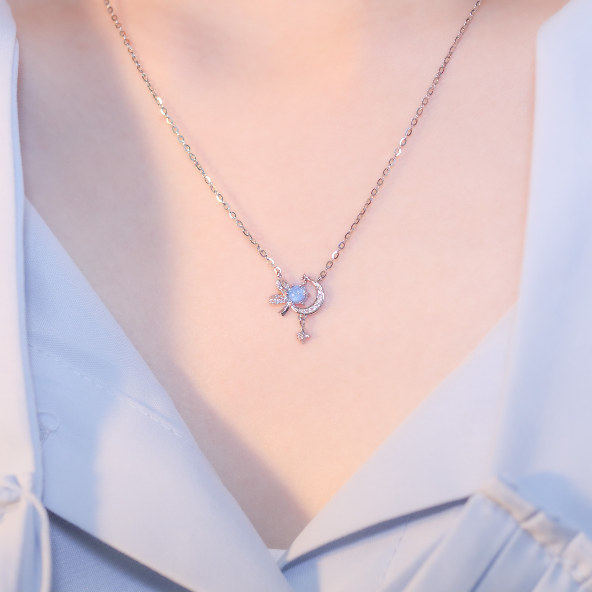 | 925純銀・白金・琉璃 | 星漫蝴蝶結項鍊 | NE1092 |