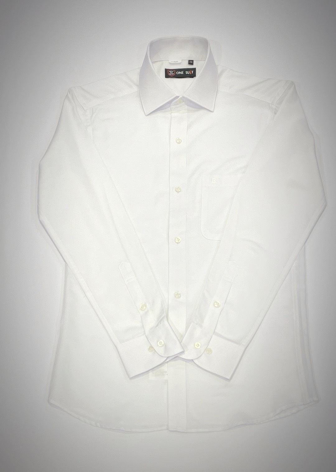 緹花白色長袖襯衫6