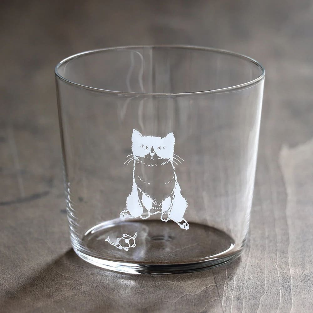 木村硝子｜坐著貓咪水杯