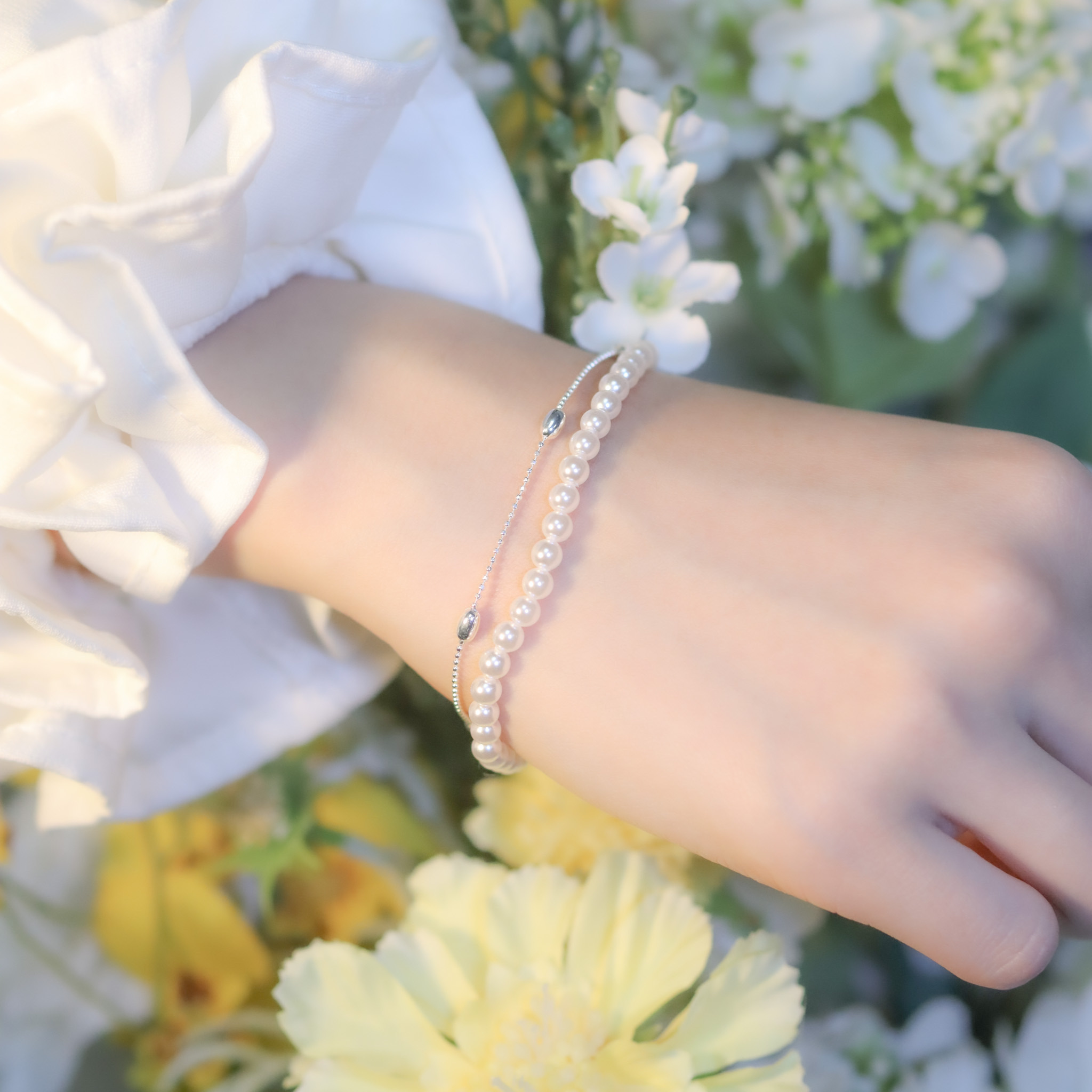 | 925 Silver・White Gold・Pearl | Cherish You Bracelet | BR1054 |