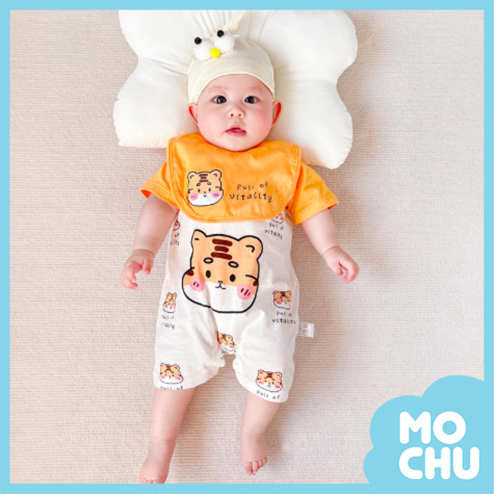 乖乖虎短袖連身衣+口水巾