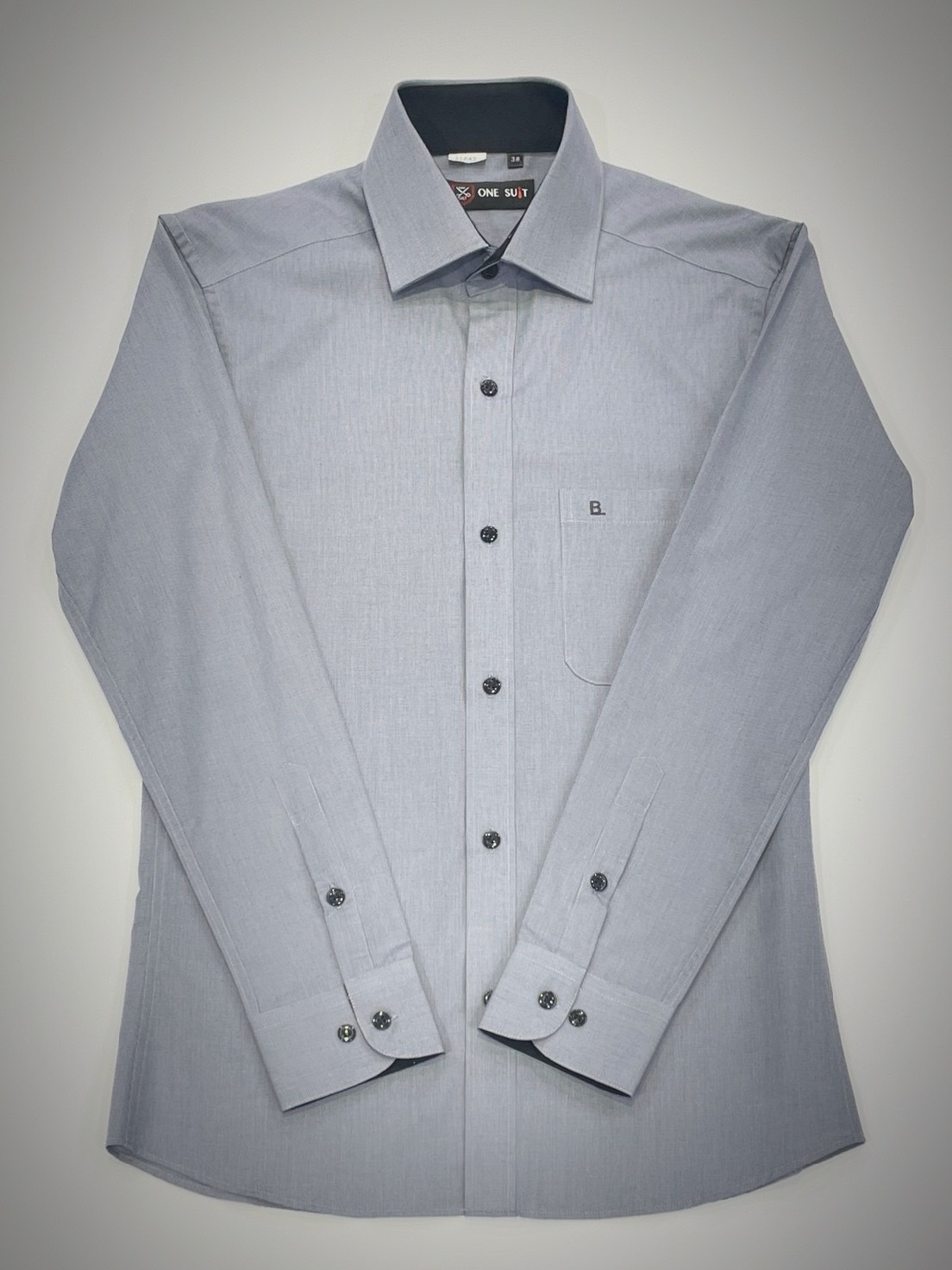 灰色格紋男長袖襯衫6