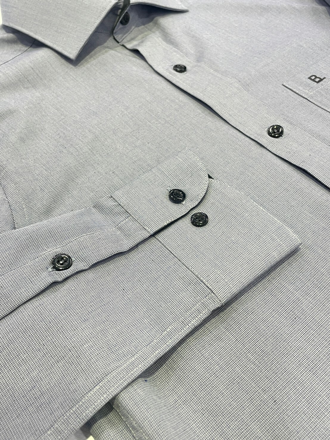 灰色格紋男長袖襯衫8