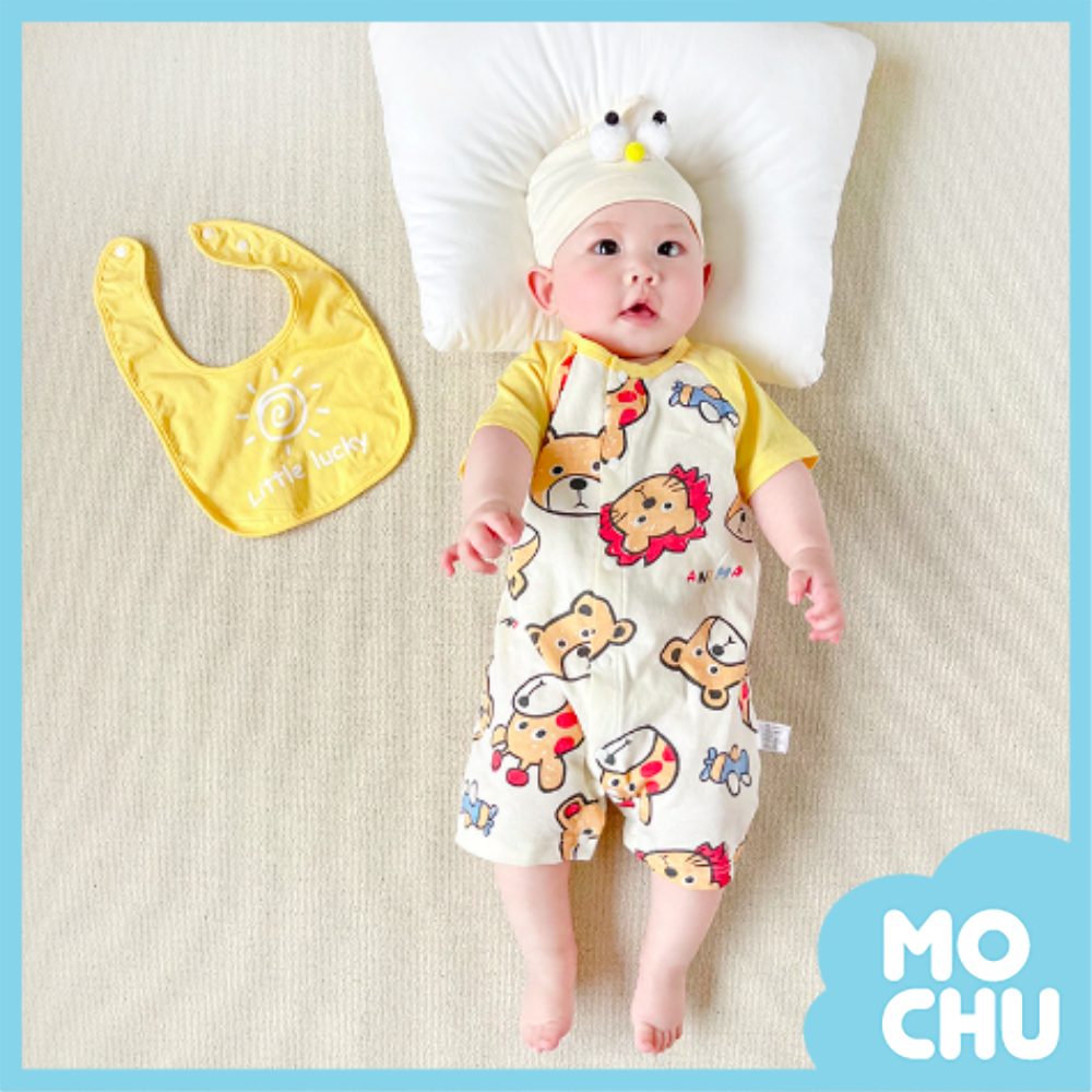 火箭熊短袖連身衣+口水巾