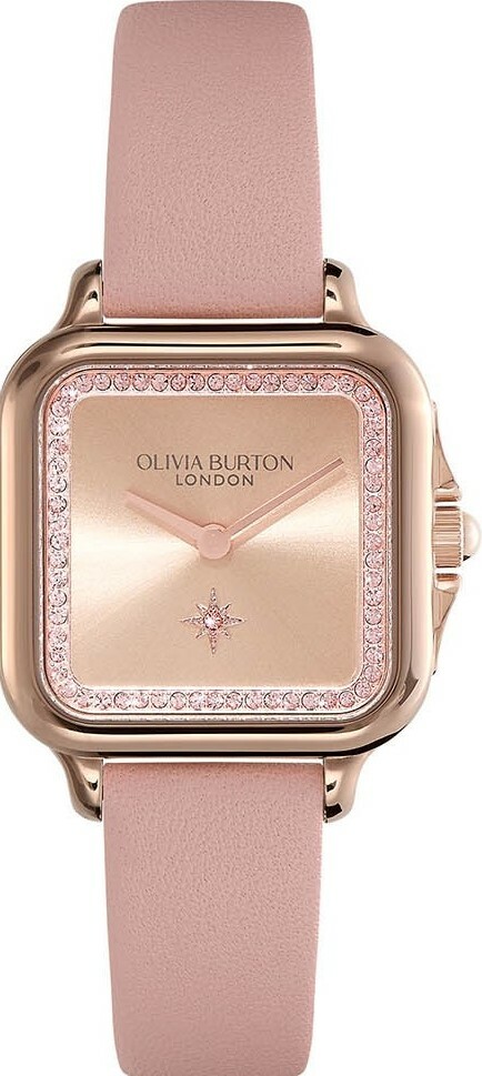 萬年鐘錶 -  Olivia Burton  藝術時尚   玫瑰金粉色皮革款女錶 24000122  錶徑28MM
