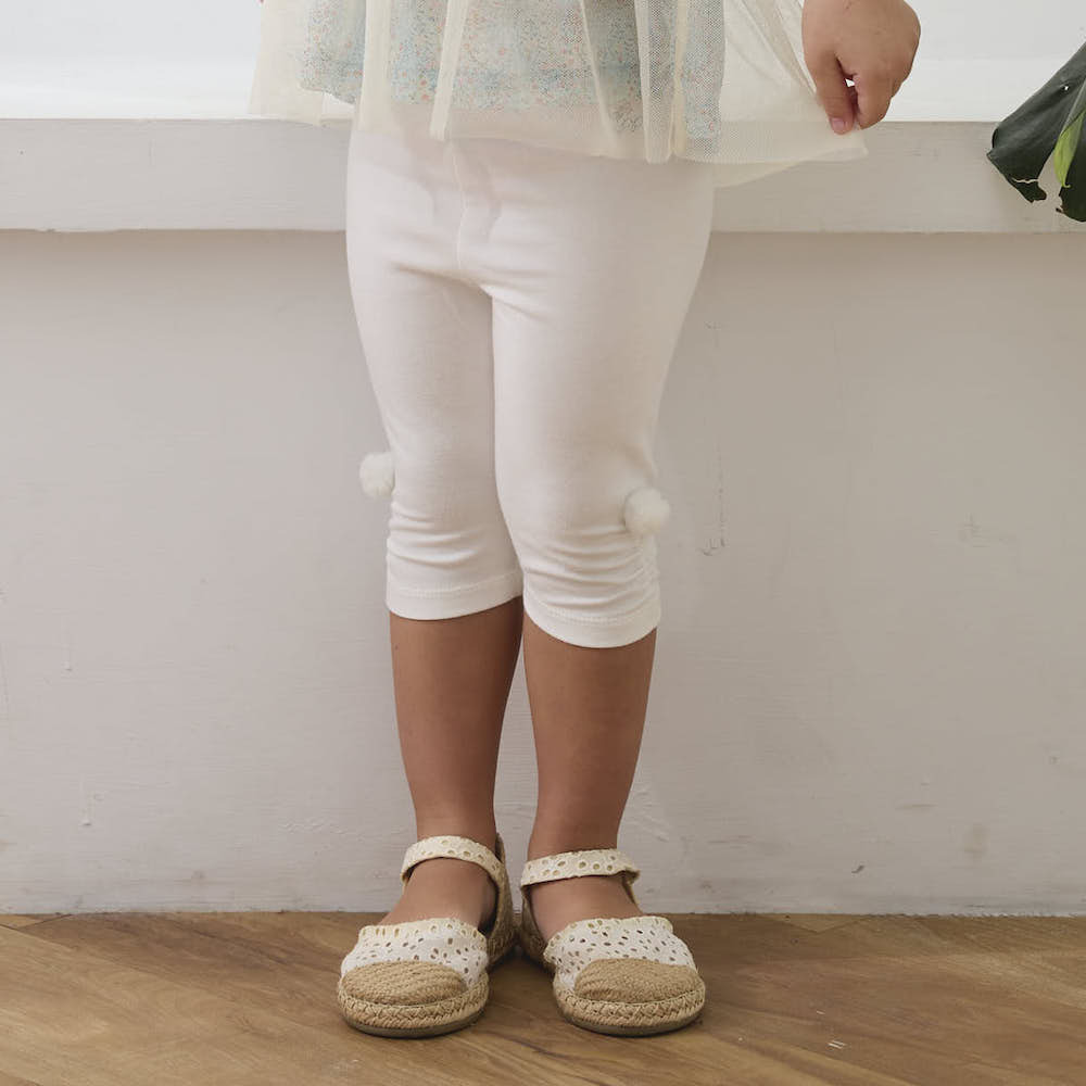 PIPPY 立體毛球百搭內搭7分長褲 白.紫.灰綠.粉