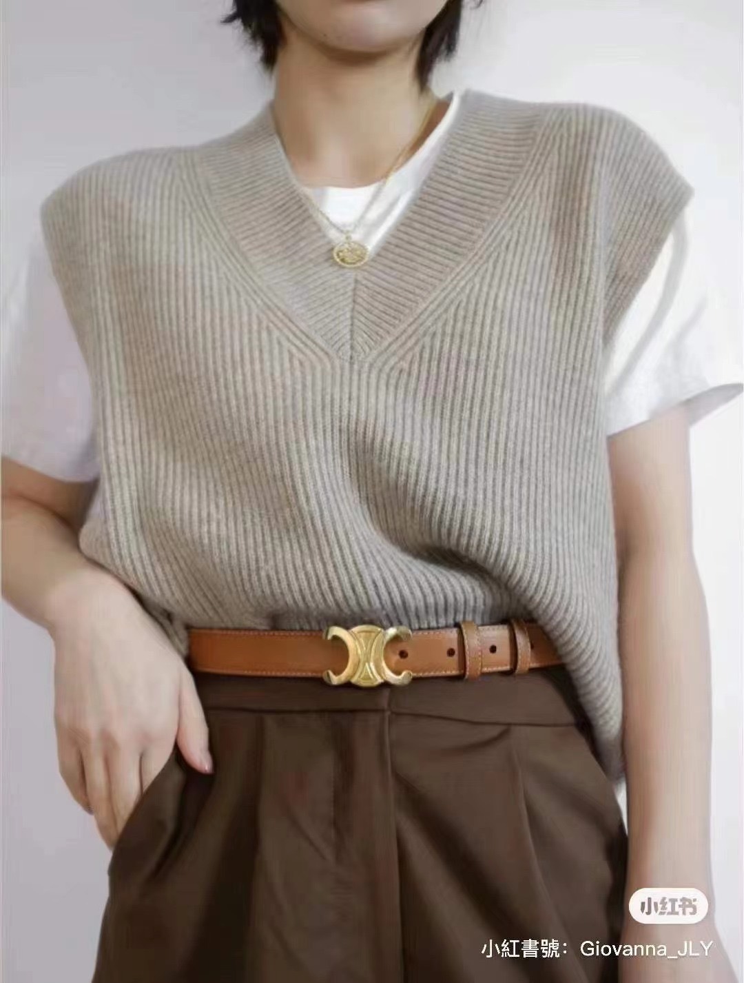 Celine 棕色皮帶2.5cm -M