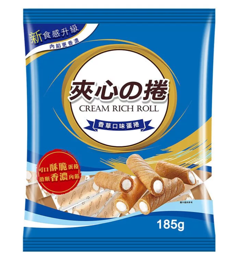 （箱購）旺旺夾心の捲-香草口味蛋捲185g(10入/箱)