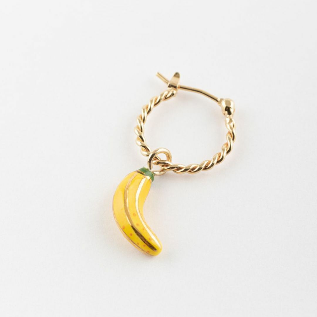 香蕉水果迷你圈型耳環-單只