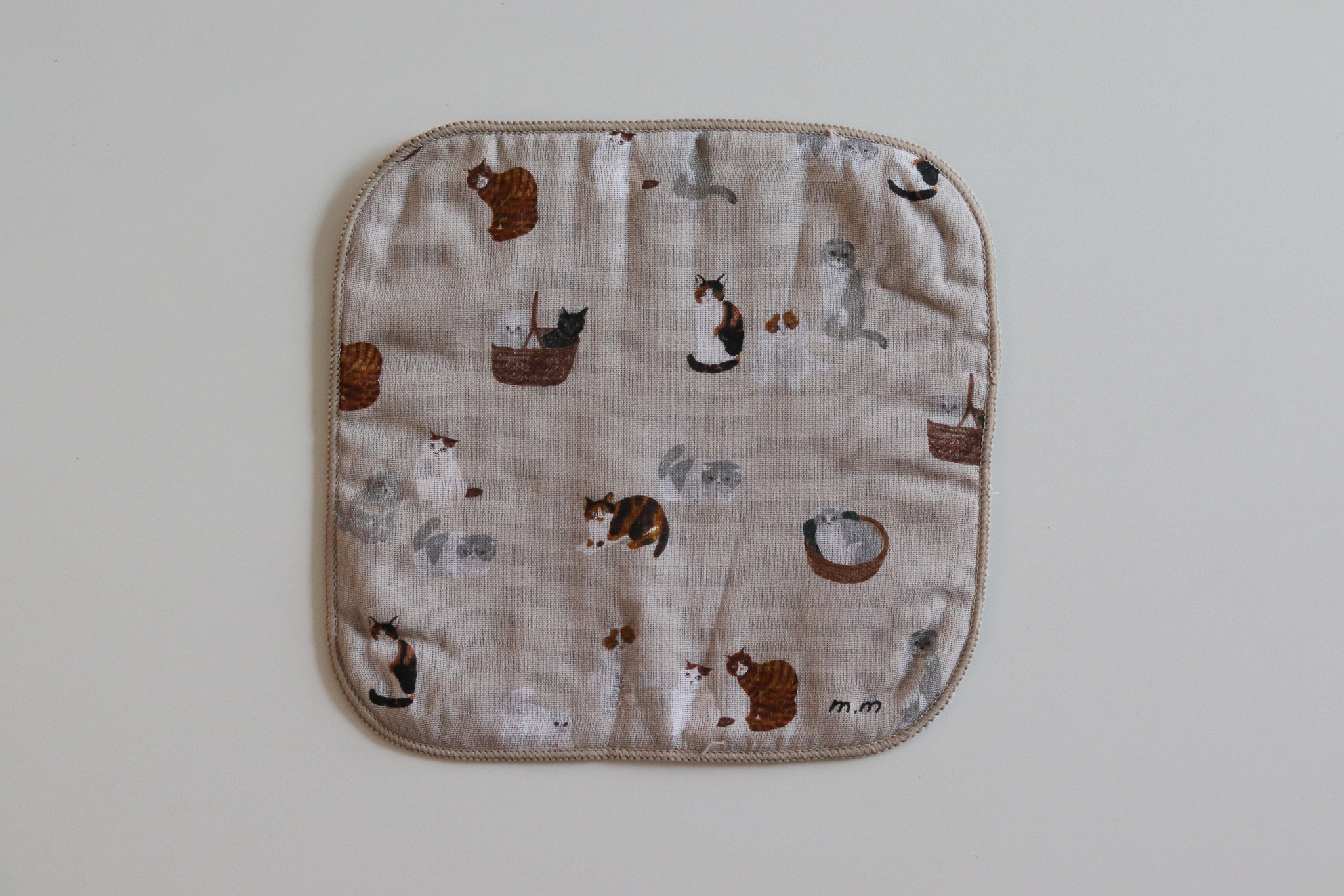 松尾美雪 貓咪插畫 印花 手帕 方巾