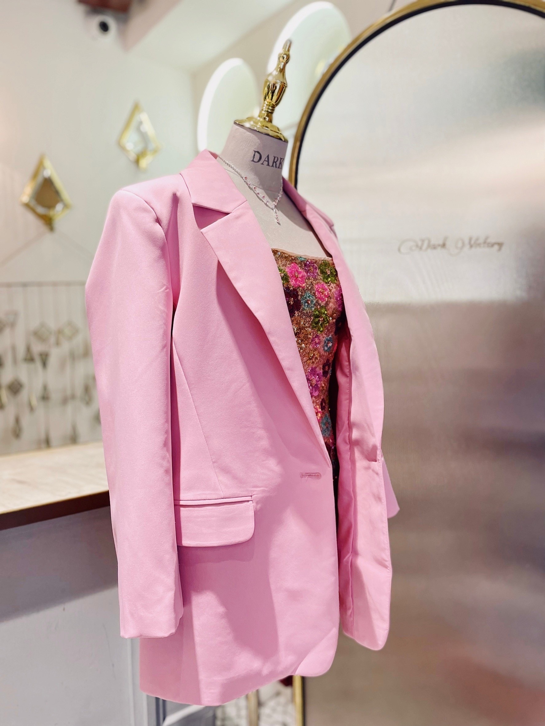 Baby pink 單釦oversized 西裝外套