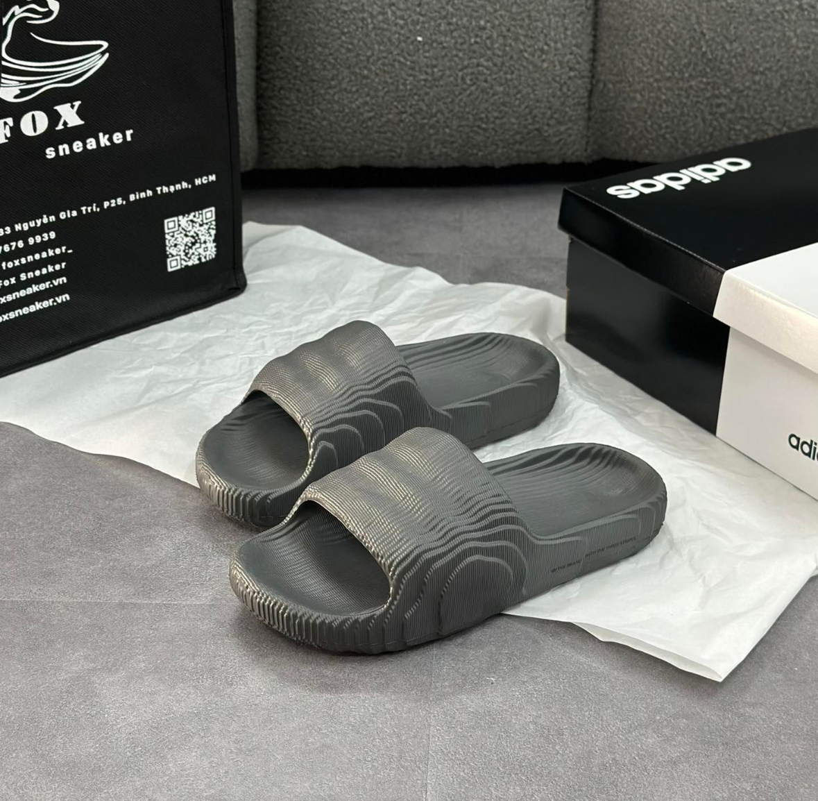 Adidas Adilette 22 碳灰色 深灰色 灰色 積木 防水 拖鞋 HP6522/預購