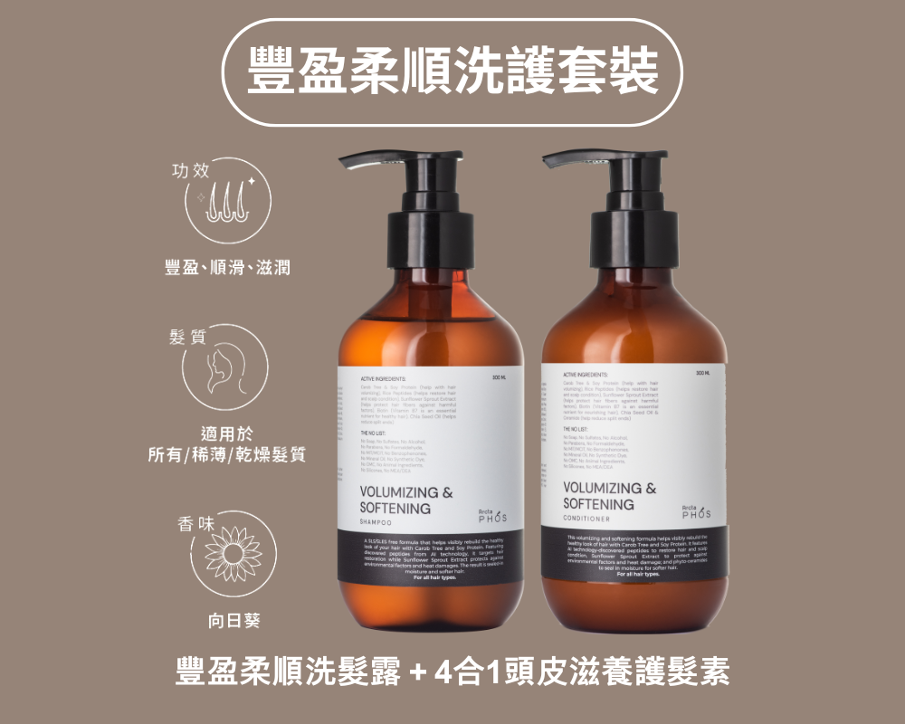 【洗護套裝】ArctaPHOS 豐盈柔順洗髮露＋4合1頭皮滋養護髮素