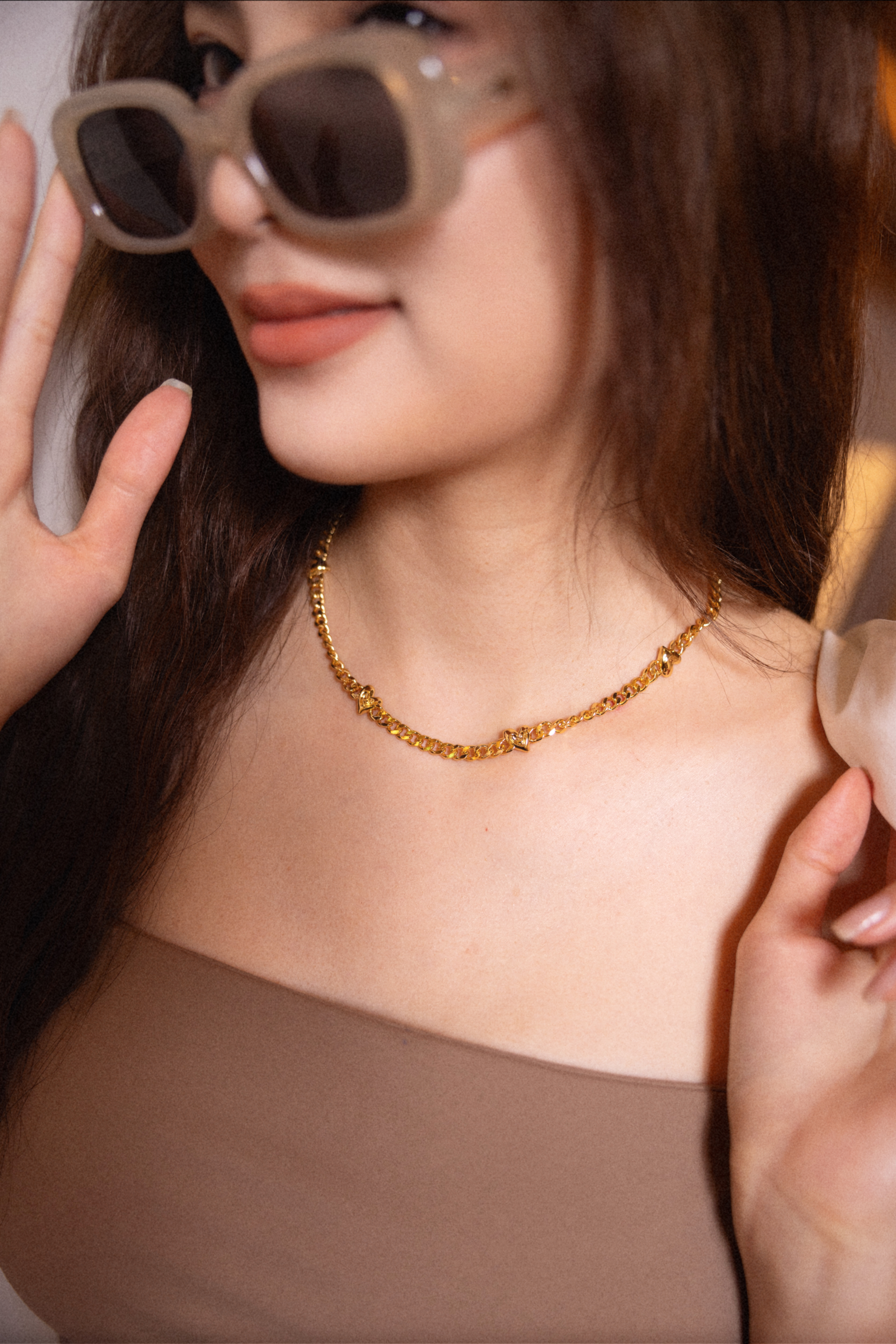 雙面愛心項鍊（金色）