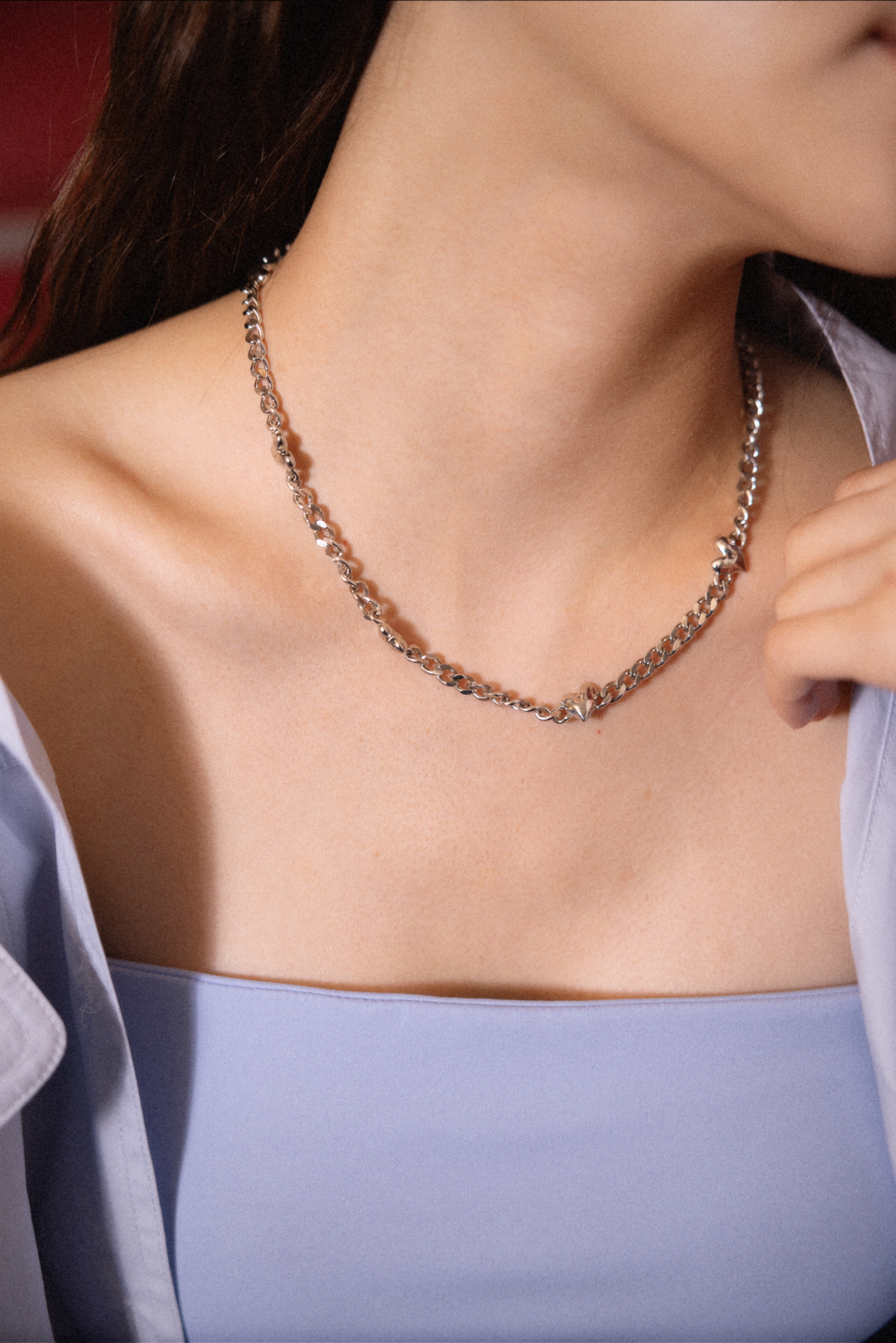 雙面愛心項鍊（銀色）