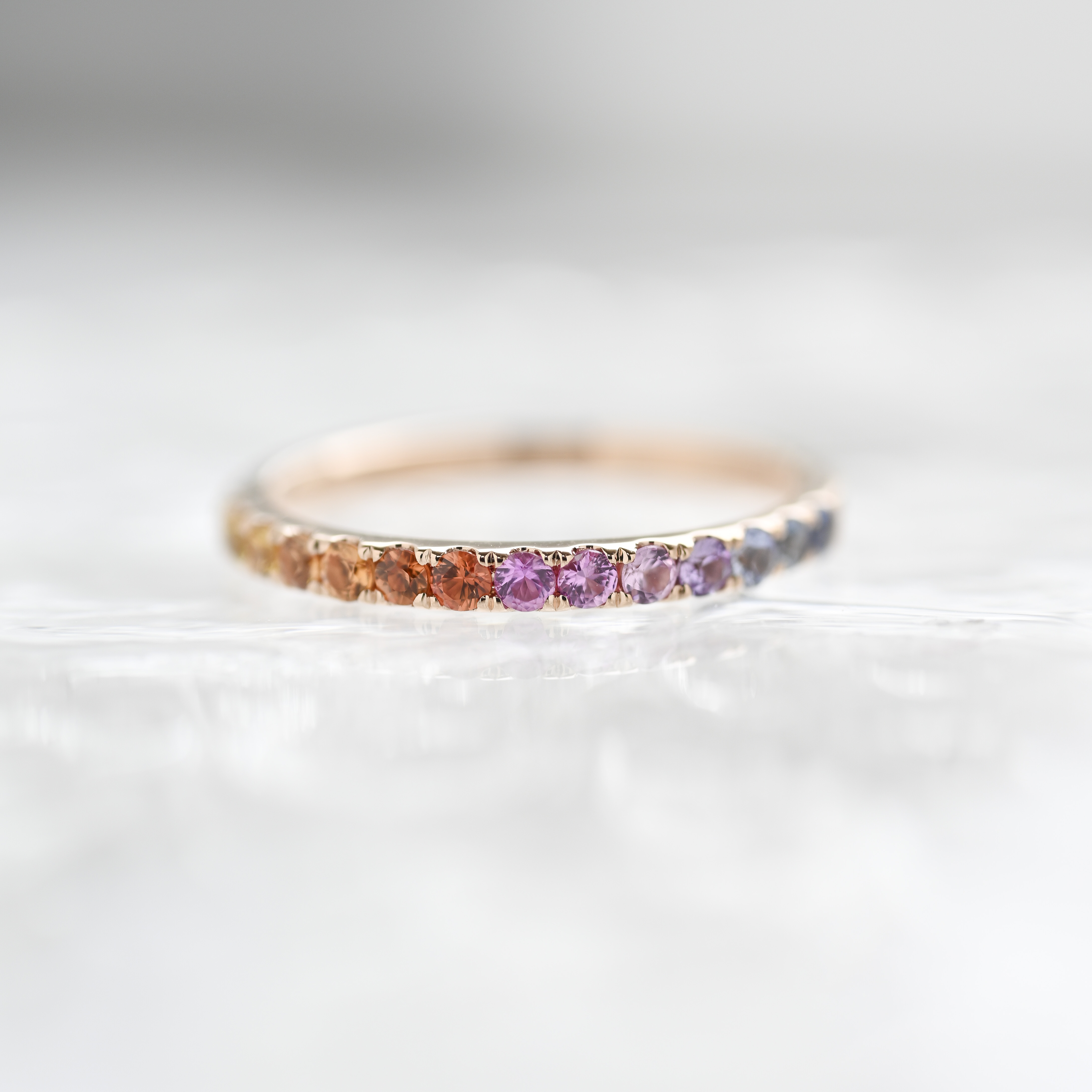 18K 1.8mm Rainbow Sapphire Half Eternity Ring