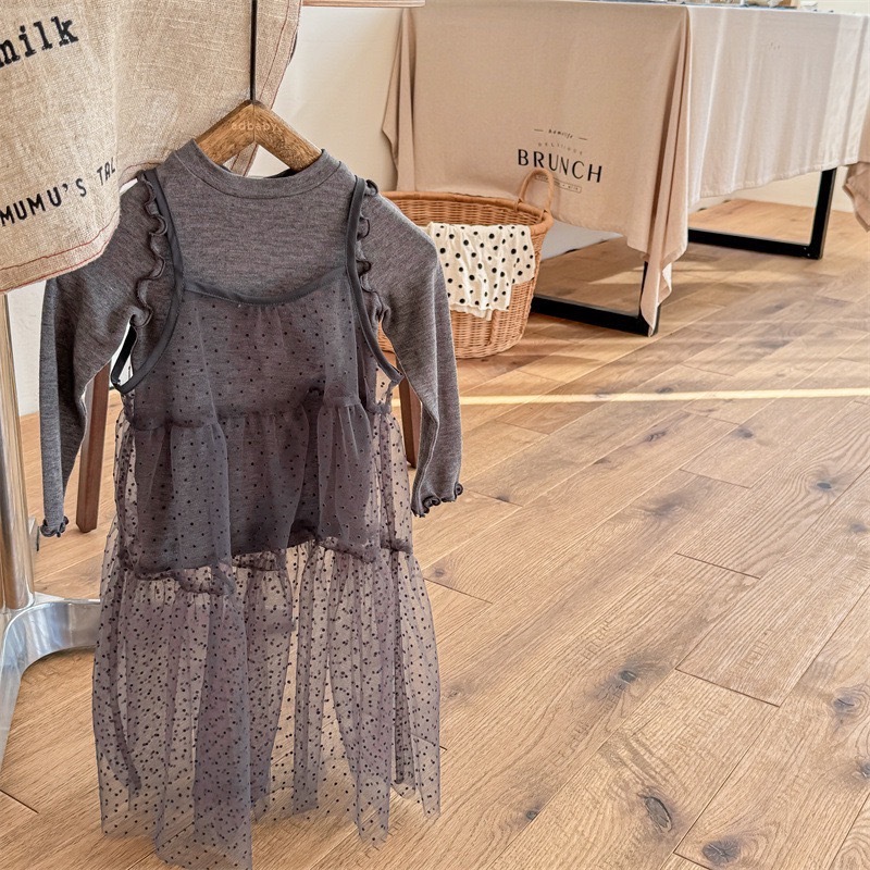 木耳邊內搭紗裙套裝