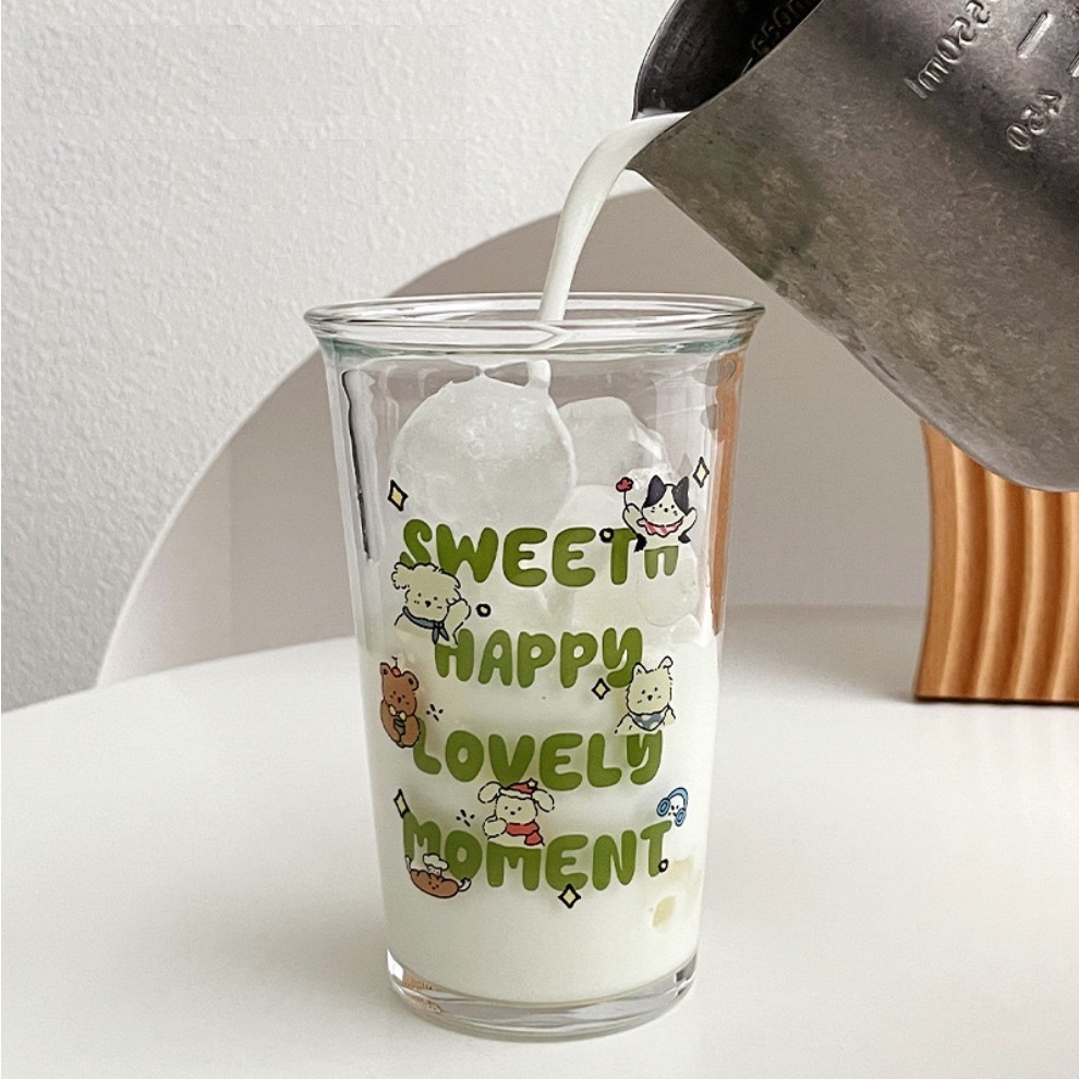 《41045》小狗小貓字母玻璃杯/350ml