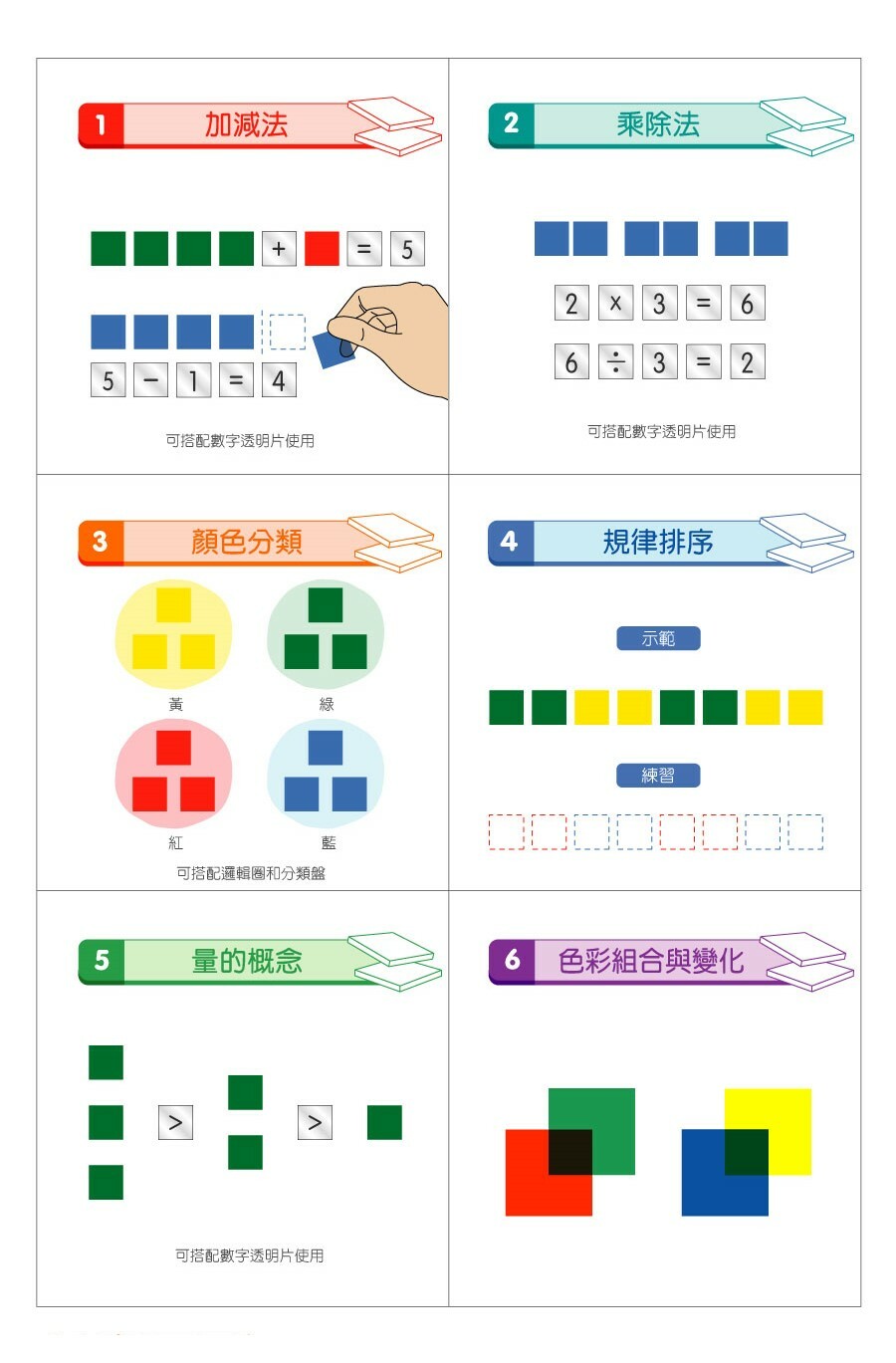 《 台灣製USL遊思樂 》教具 積木 透明方片(19mm,6色,250pcs)