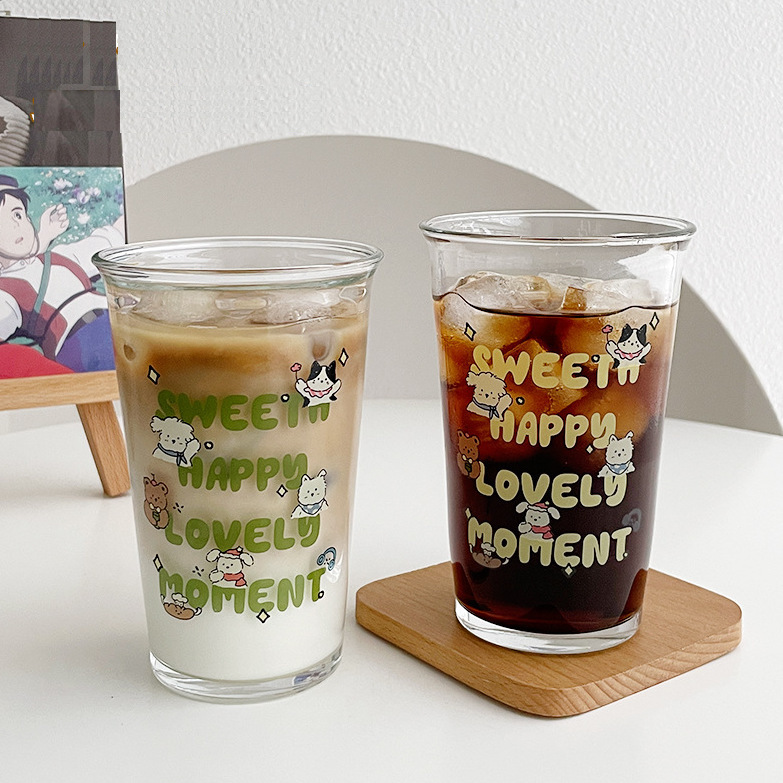 《41045》小狗小貓字母玻璃杯/350ml