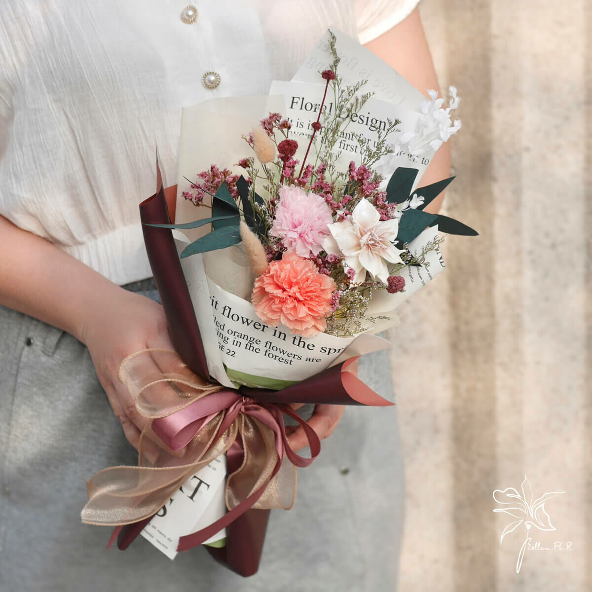 【馨馨念念】小型永生乾燥花束 - 高貴紅