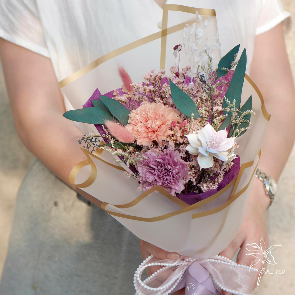 【馨馨念念】小型永生乾燥花束 - 氣質紫