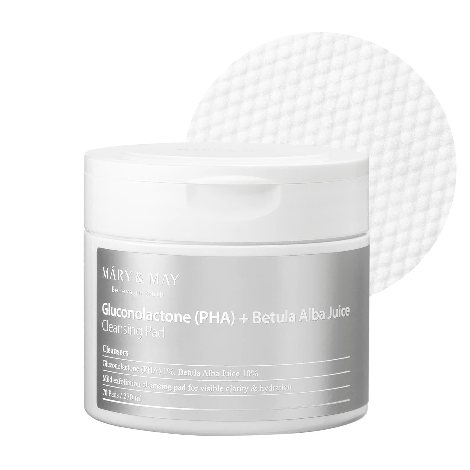 Mary&May (70EA) Gluconolactone (PHA)+Betula Alba Juice Cleansing Pad 8809670680992