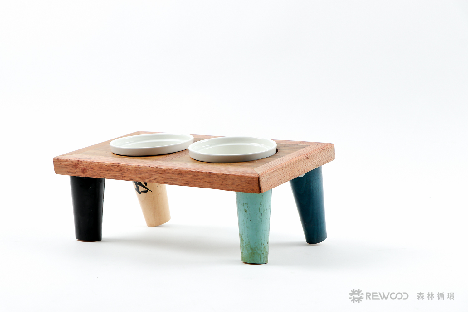 【預購】永續斷棒系列-寵物碗盤架組(陶瓷碗)