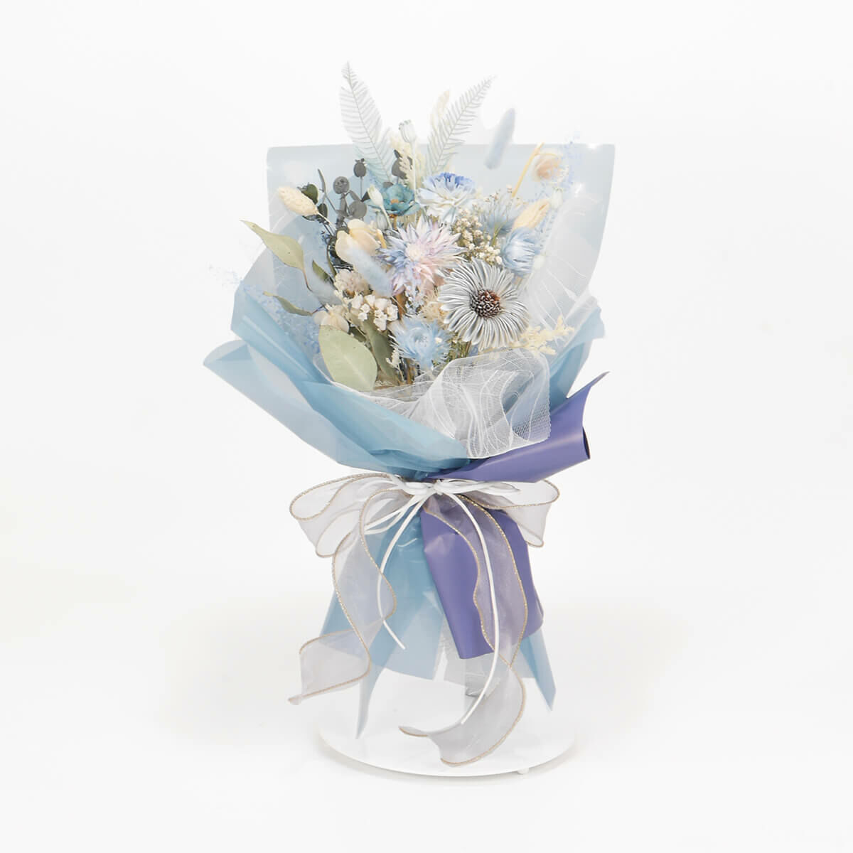 【馨花怒放】小型乾燥花束 - 甜粉藍