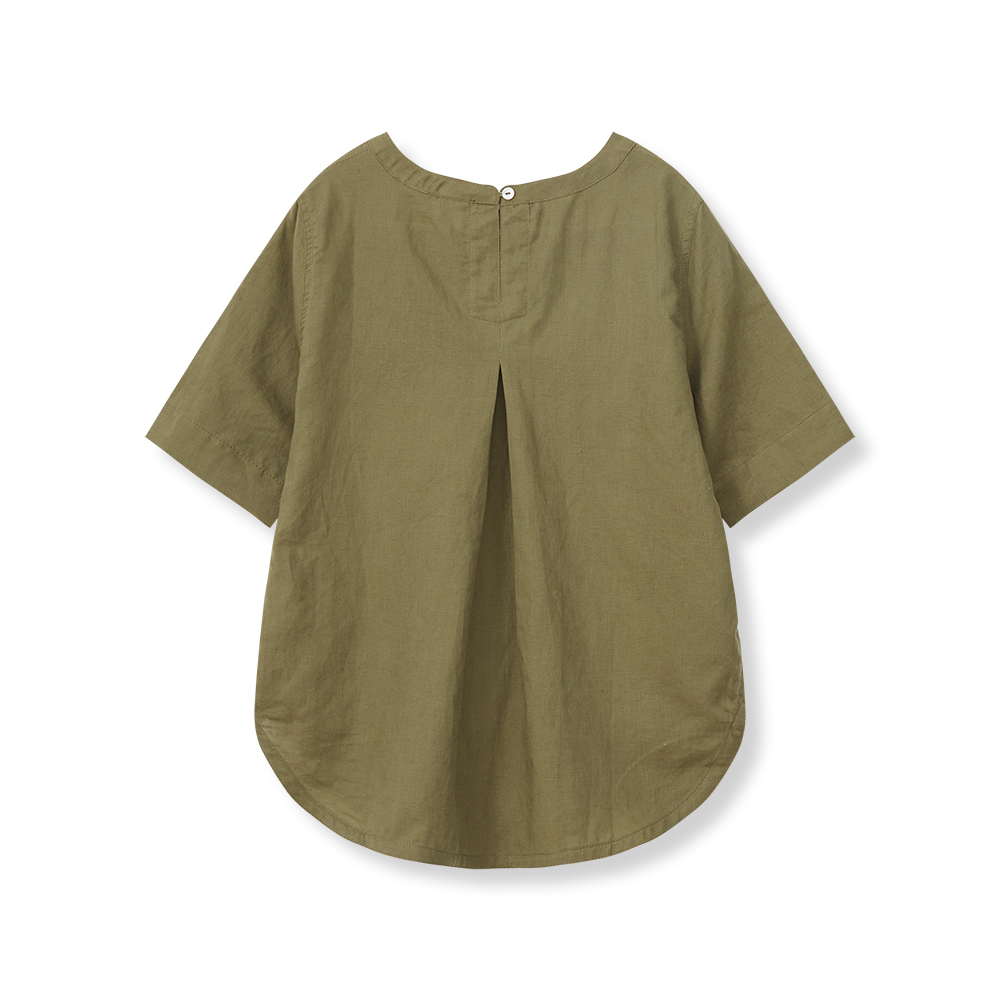 純色麻混紡襯衫