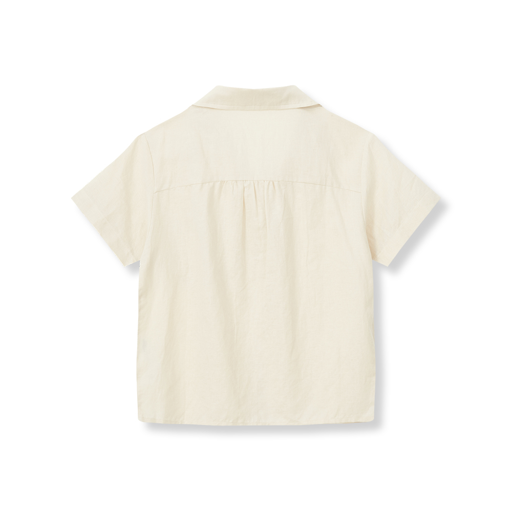 純色麻混紡襯衫