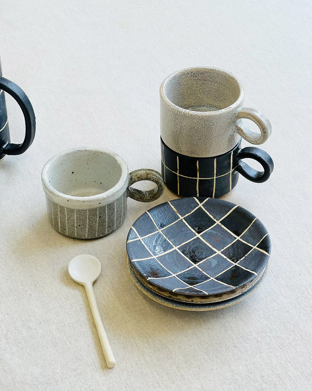 手工陶器 兵山窯 小圓皿 鎬紋｜UPRODUCTS