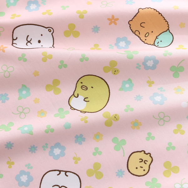 角落小夥伴床包兩用被組｜精梳棉｜角落幸運草 粉