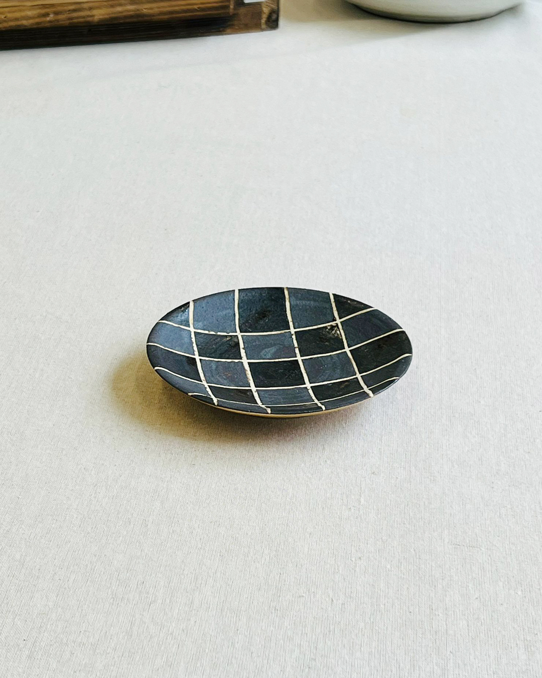 手工陶器 兵山窯 小圓皿 市松｜UPRODUCTS