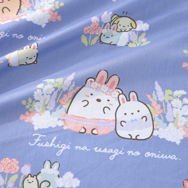角落小夥伴床包兩用被組｜精梳棉｜兔兔花園漫步 藍