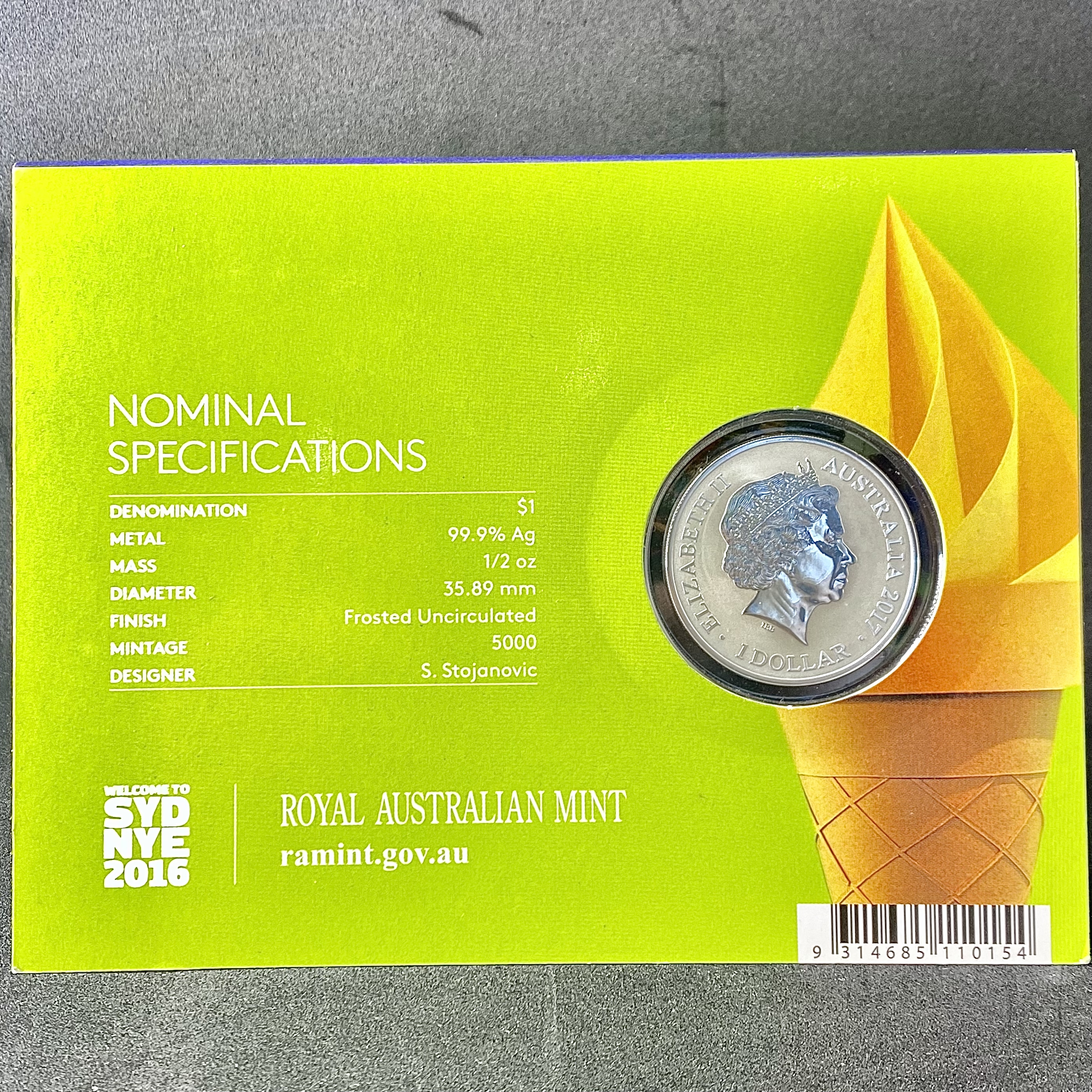 2017年澳大利亞新年1/2紀念銀幣