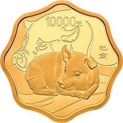 2019中國己亥（豬）年金銀紀念幣1公斤梅花形金質紀念幣