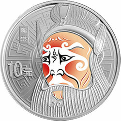 2012中國京劇臉譜彩色金銀紀念幣（第3組）1盎司彩色圓形銀質紀念幣B