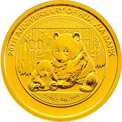2012華夏銀行成立20周年熊貓加字金銀紀念幣1-4盎司圓形金質紀念幣