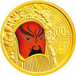 2011中國京劇臉譜彩色金銀紀念幣（第2組）1-4盎司圓形彩色金質紀念幣