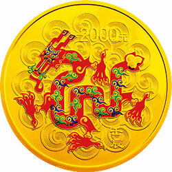2012中國壬辰（龍）年金銀紀念幣5盎司圓形金質彩色紀念幣