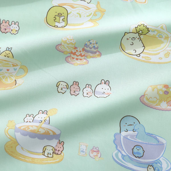 角落小夥伴床包兩用被組｜精梳棉｜角落咖啡杯 綠